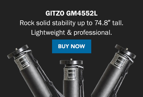 Gitzo GM4552L | Rock solid stability up to 74.8 inches tall. Lightweight and professional. Buy Now